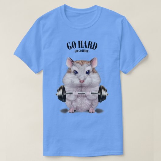 ドワーフハムスター筋肉トレーニング重量挙げフィッツ Tシャツ (デザイン正面)