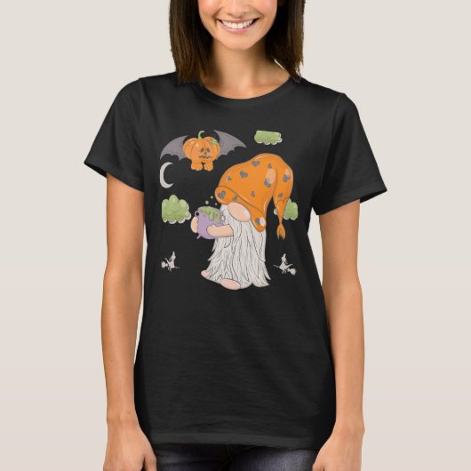 ドワーフバルーンこうもりスカル格言ハロウィーンの衣装 Tシャツ (正面)