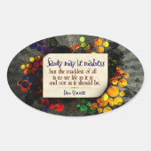 ドンキホーテ感動的引用文「狂気」 楕円形シール (正面)