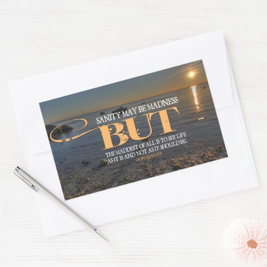 ドンキホーテ感動的引用文「狂気」 長方形シール (封筒)