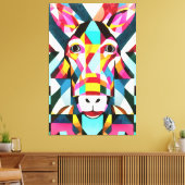 ドンキーカラフルおもしろい幾何学的抽象芸術アート キャンバスプリント (インサイチュ (リビング))