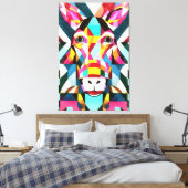 ドンキーカラフルおもしろい幾何学的抽象芸術アート キャンバスプリント (インサイチュ (寝室))