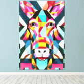 ドンキーカラフルおもしろい幾何学的抽象芸術アート キャンバスプリント (インサイチュ (ウッドフロア))
