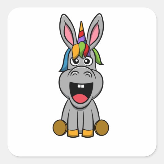 ドンキーコーンユニコーン&ドンキーユニコーン恋人ギフト スクエアシール (正面)
