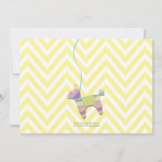 ドンキーフィエスタピナタキッズシェブロン誕生日パーティー 招待状 (裏面)