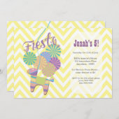 ドンキーフィエスタピナタキッズシェブロン誕生日パーティー 招待状 (正面/裏面)