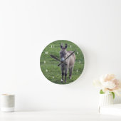 ドンキーブラウンタン動物写真 ラウンド壁時計 (ホーム)