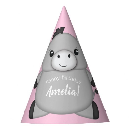 ドンキー・バースデー・パーティー・ピンク パーティーハット (正面)