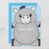 ドンキー・バースデー・パーティー・ブルー 招待状 (正面/裏面)