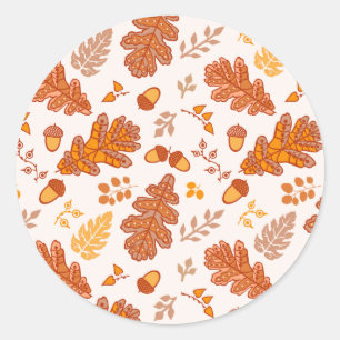 ドングリおよび紅葉 ラウンドシール