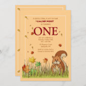 ドングリの招待状を持つリス 招待状 (正面/裏面)