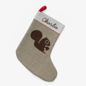 ドングリの森林野性生物の恋人を持つかわいいリス スモールクリスマスストッキング (正面 (吊り時))