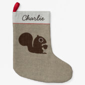 ドングリの森林野性生物の恋人を持つかわいいリス スモールクリスマスストッキング (正面)