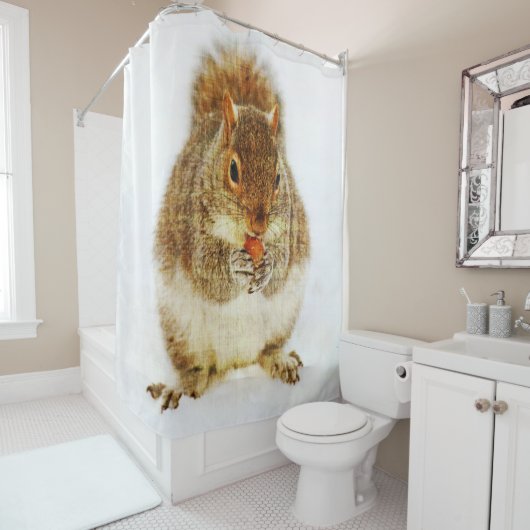 ドングリを楽しむリス シャワーカーテン (インサイチュ)