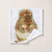 ドングリを楽しむリス バスタオルセット (ウォッシュタオル)