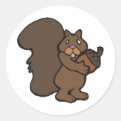 ドングリ付きのリス ラウンドシール (正面)