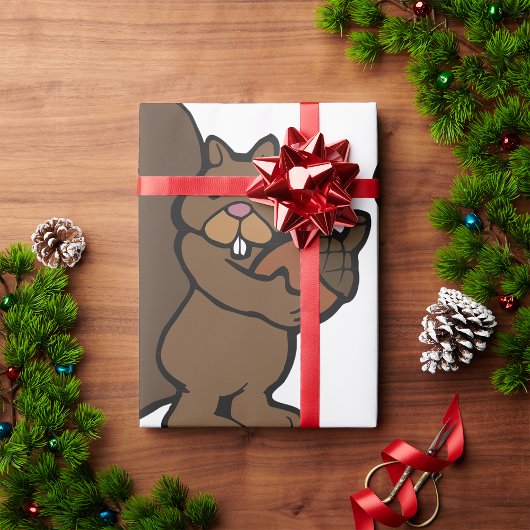 ドングリ付きのリス ラッピングペーパー