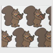 ドングリ付きのリス ラッピングペーパー (フラット)