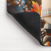 ドングリ付き秋のキャンドル マウスパッド (コーナー)