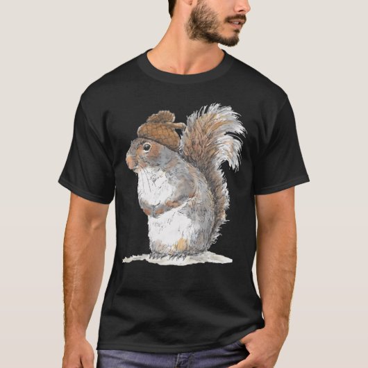 ドングリ帽を被ったリス Tシャツ (正面)
