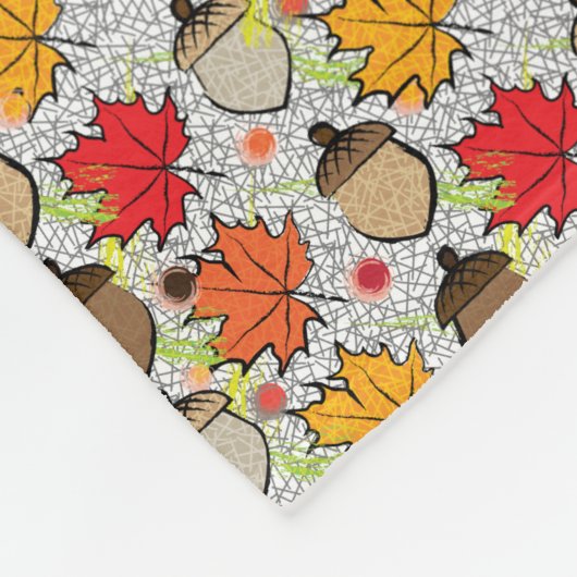 ドングリ葉スVII フリースブランケット (角)