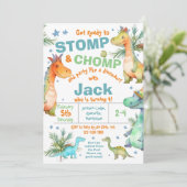 ドンッ！ガブッ！恐竜の誕生日パーティー招待状 招待状 (スタンド正面)