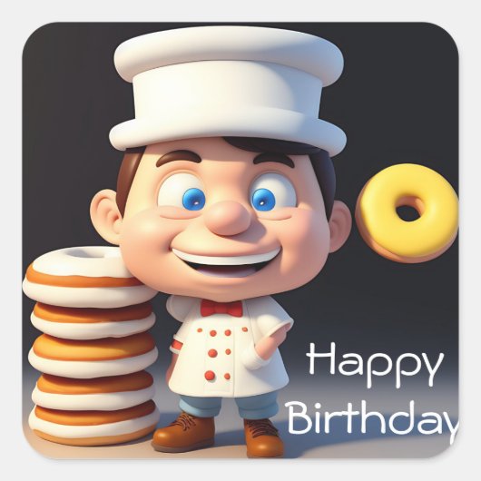 ドントTouch私のドーナツ、誕生日シール スクエアシール (正面)