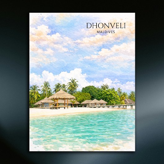 ドンヴェリ・マルディブ ビーチ 水彩 新婚旅行 シーズンポストカード