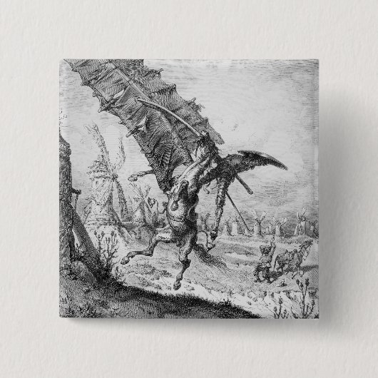 ドン・キホーテおよび風車 缶バッジ (正面)