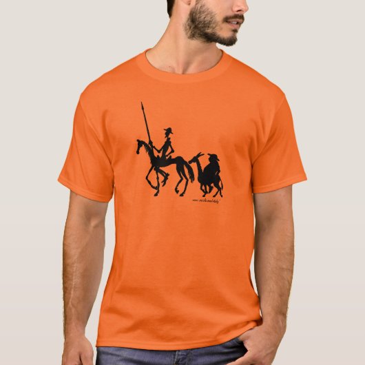 ドン・キホーテおよびSancho PanzaのグラフィックアートのTシャツ Tシャツ (正面)