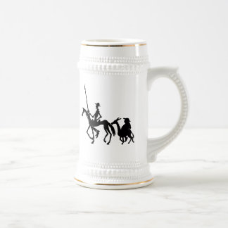 ドン・キホーテおよびSancho Panzaのグラフィックアートは襲います ビールジョッキ