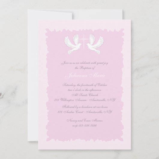 ドヴス宗教招待状ピンク 招待状 (正面)