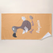 ドーおもしろいドバードマンガイラストレーション ビーチタオル (正面)