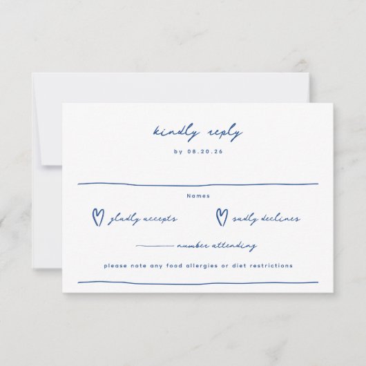 ドーお洒落ルフランスのブルー結婚ズ 出欠カード (正面)