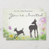 ドーかわいらしと子鹿ベビーシャワー招待状 招待状 (正面/裏面)