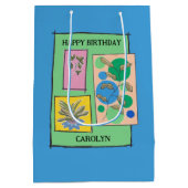 ドーかわいらしルアート3植物，誕生日，あなたの名前 ミディアムペーパーバッグ (裏面)