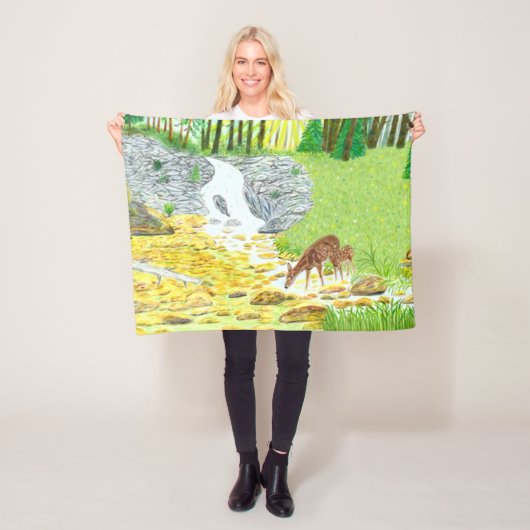 ドーと子鹿 フリースブランケット (インサイチュ)