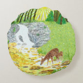 ドーと子鹿 ラウンドクッション (裏面)