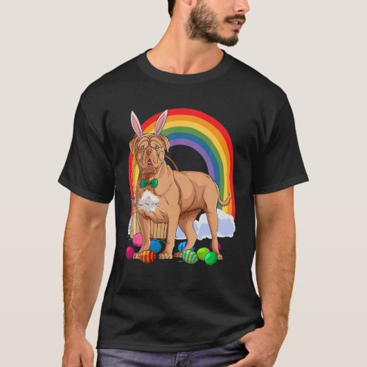 ドーグドボルドーイースターエッグスバニー Tシャツ (正面)