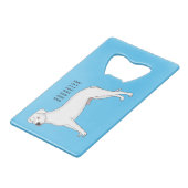 ドーゴ・アルゼンチーノ犬の漫画イラストレーション クレジットカード栓抜き (正面アングル)