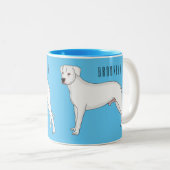 ドーゴ・アルゼンチーノ犬の漫画イラストレーション ツートーンマグカップ (正面右)