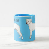 ドーゴ・アルゼンチーノ犬の漫画イラストレーション ツートーンマグカップ (中央)