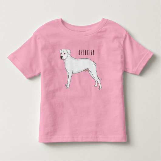 ドーゴ・アルゼンチーノ犬の漫画イラストレーション トドラーTシャツ (正面)