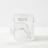 ドーゴ・アルゼンチーノ犬の漫画イラストレーション フロストグラスマグカップ (正面左)