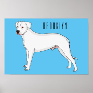 ドーゴ・アルゼンチーノ犬の漫画イラストレーション ポスター