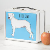 ドーゴ・アルゼンチーノ犬の漫画イラストレーション メタルランチボックス (インサイチュ)