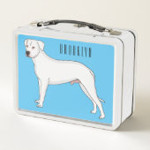 ドーゴ・アルゼンチーノ犬の漫画イラストレーション メタルランチボックス (裏面)