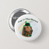 ドーシュント・トップ・オブ・モーン； Dachshund St. Patrick 缶バッジ (正面&裏面)