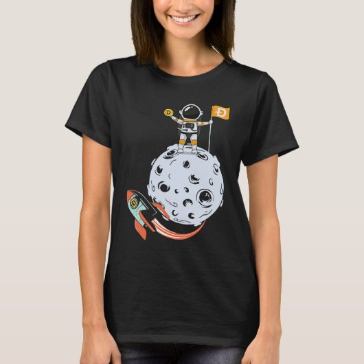 ドージコイン 暗号通貨 クリプト ドージ・トゥ・ザ・ムーン Tシャツ (正面)