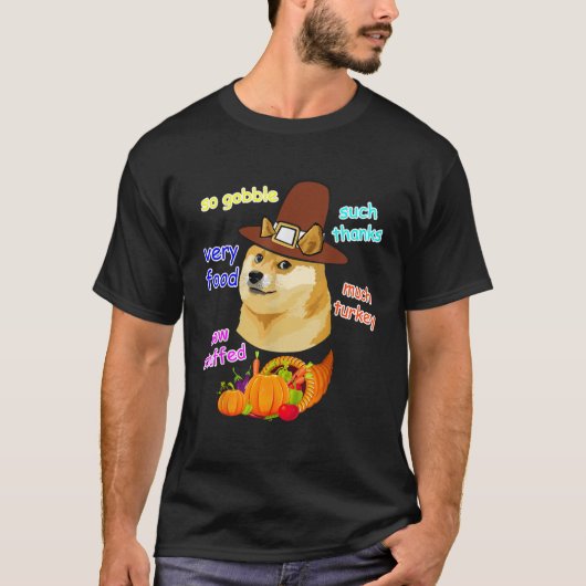 ドージミームシャツキッズサンクスギビング柴犬ドージM Tシャツ (正面)